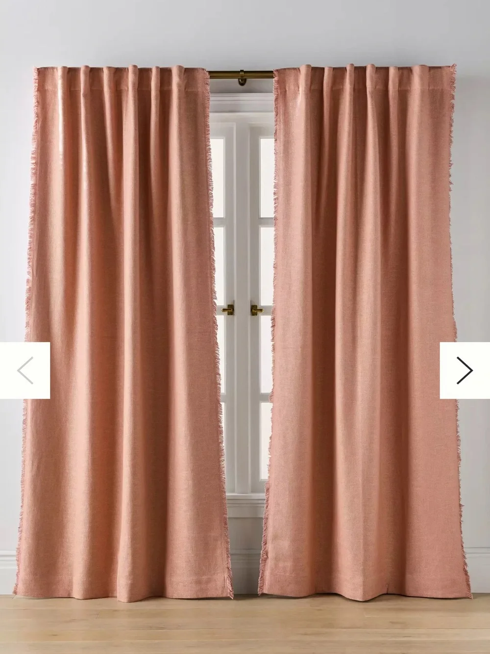 Anthropologie Fringe-Trim Drapes in Dusty Rose